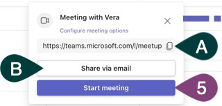 MS Teams instant meeting information modal.