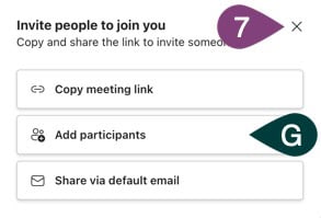 Modal with information to invite people to a MS Teams meeting.