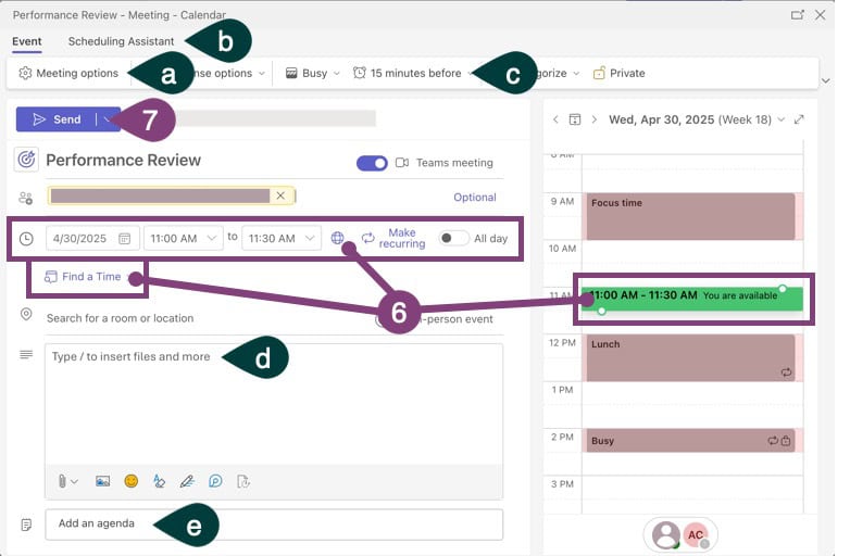 Microsoft Teams new event scheduler.