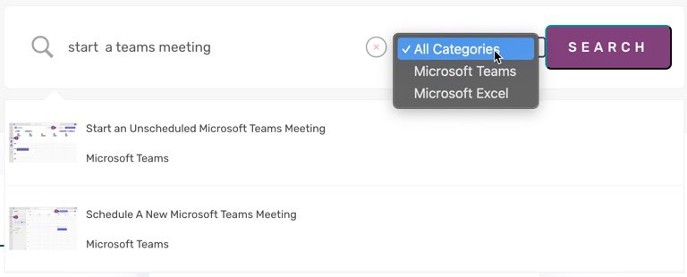 An example of a powerful search functionality in a knowledge base.